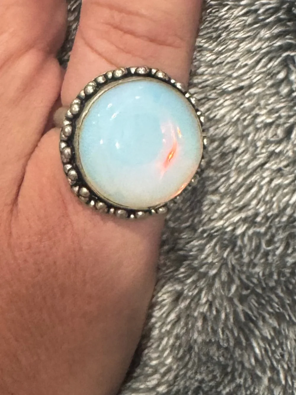Opal-Effect Statement Ring in Opalescent Blue